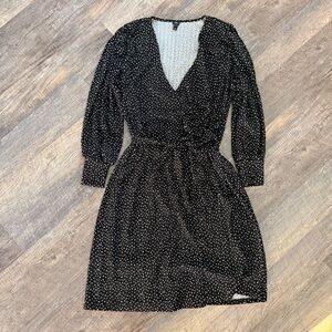 River Island Black Long Sleeve Dress with White Dots